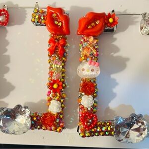 Colorful Decorative Earrings with Red Accents